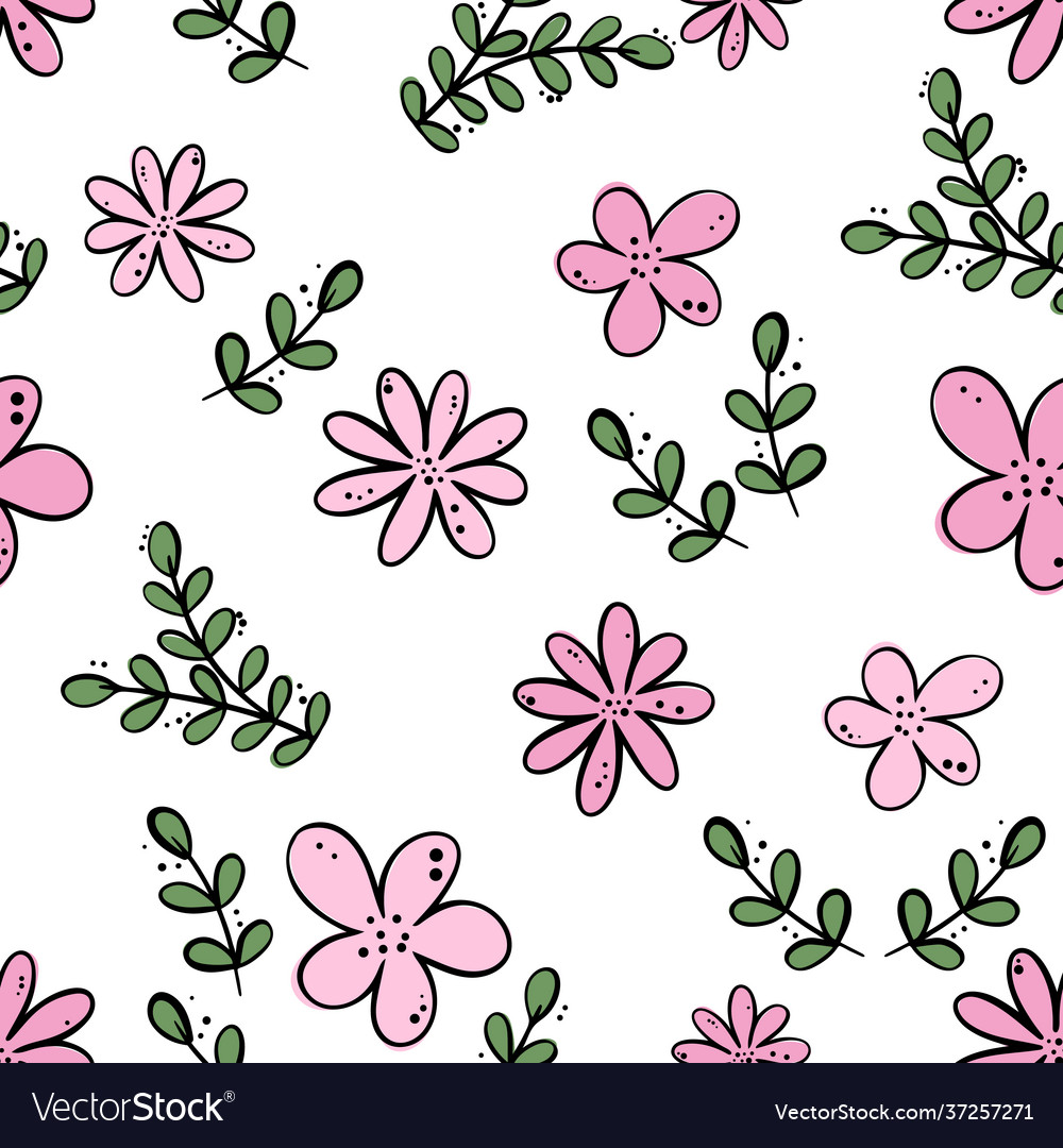 Seamless continuous pattern with flowers Vector Image Seamless continuous pattern with flowers