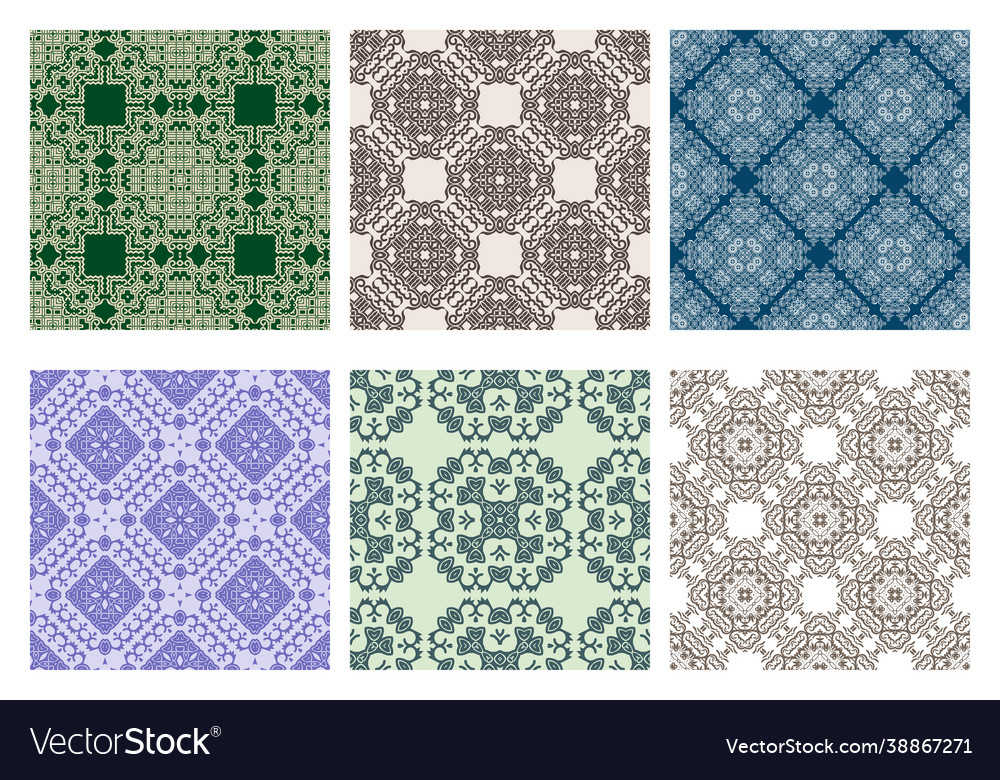 Set abstract geometric seamless patterns