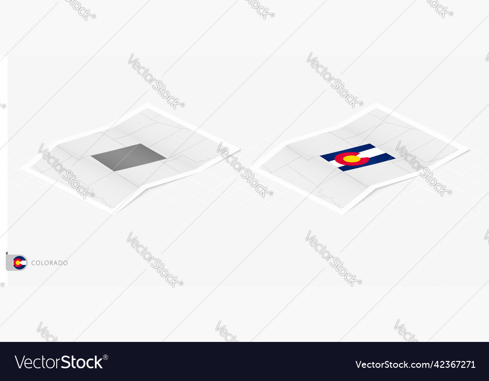 Set of two realistic map colorado with shadow