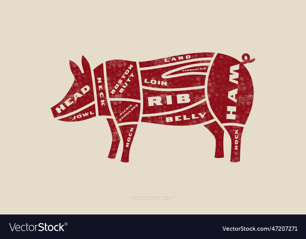 Stock pork cuts diagram in flat style Royalty Free Vector