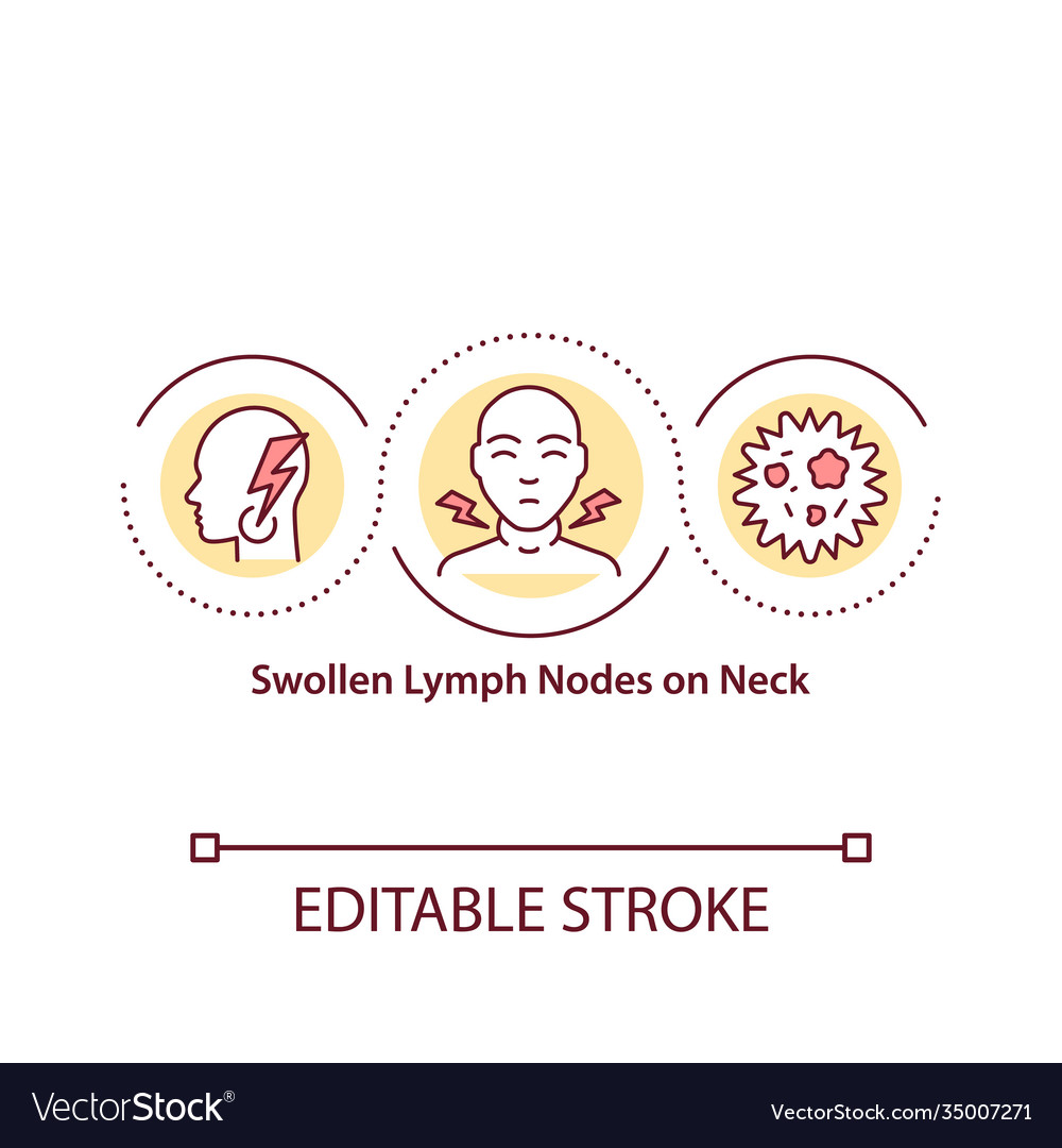 Swollen lymph nodes on neck concept icon