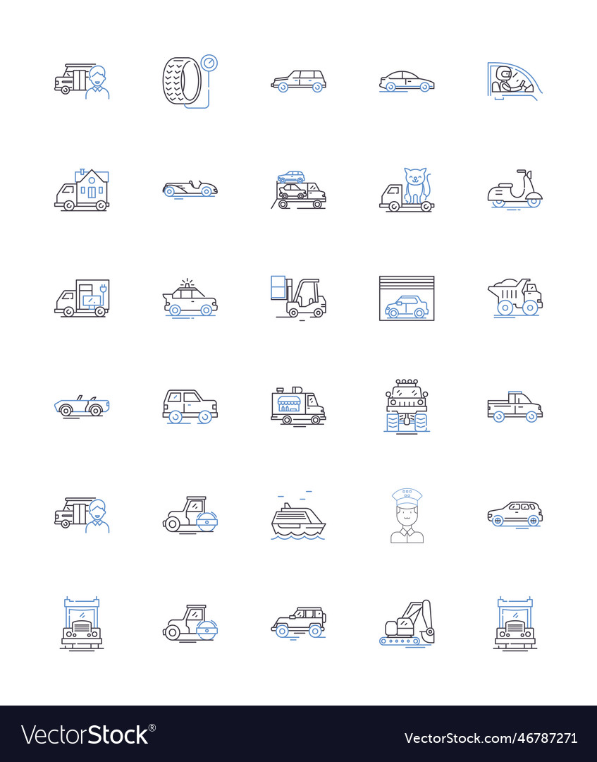 Transit line icons collection commute subway