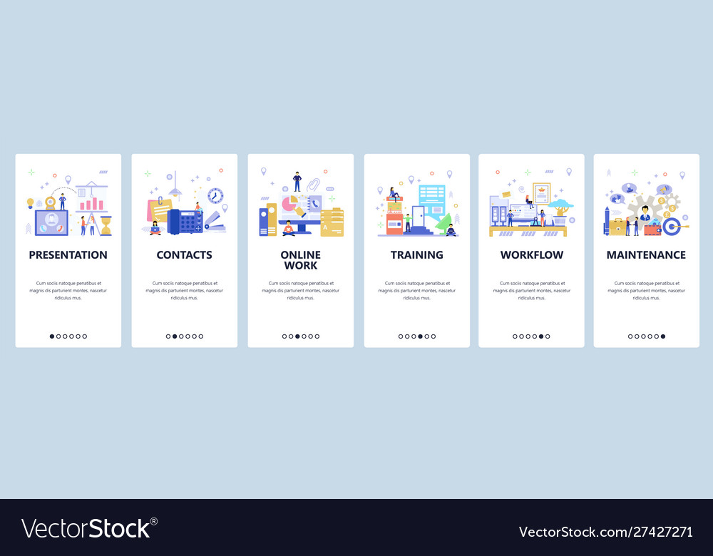 Website and mobile app onboarding screens