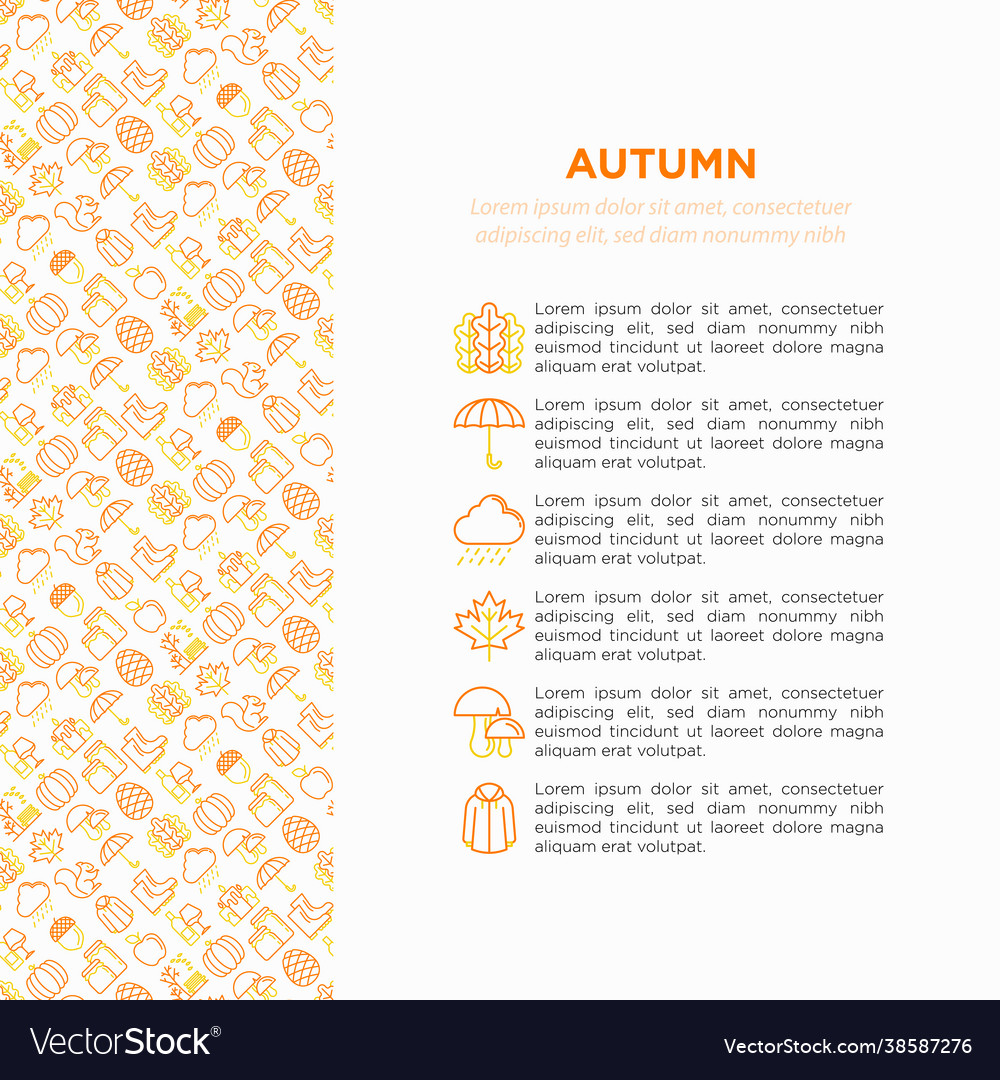 Autumn concept with thin line icons maple