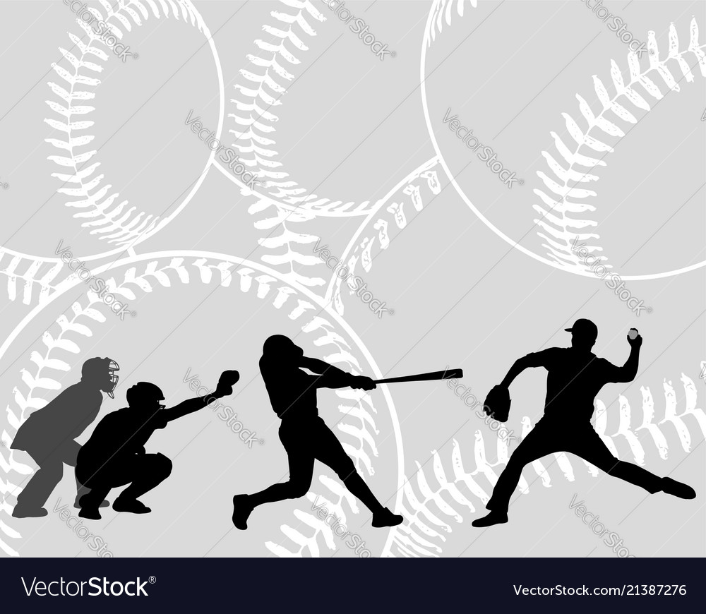 Baseball players silhouettes on the abstract vector image Baseball players silhouettes on the abstract
