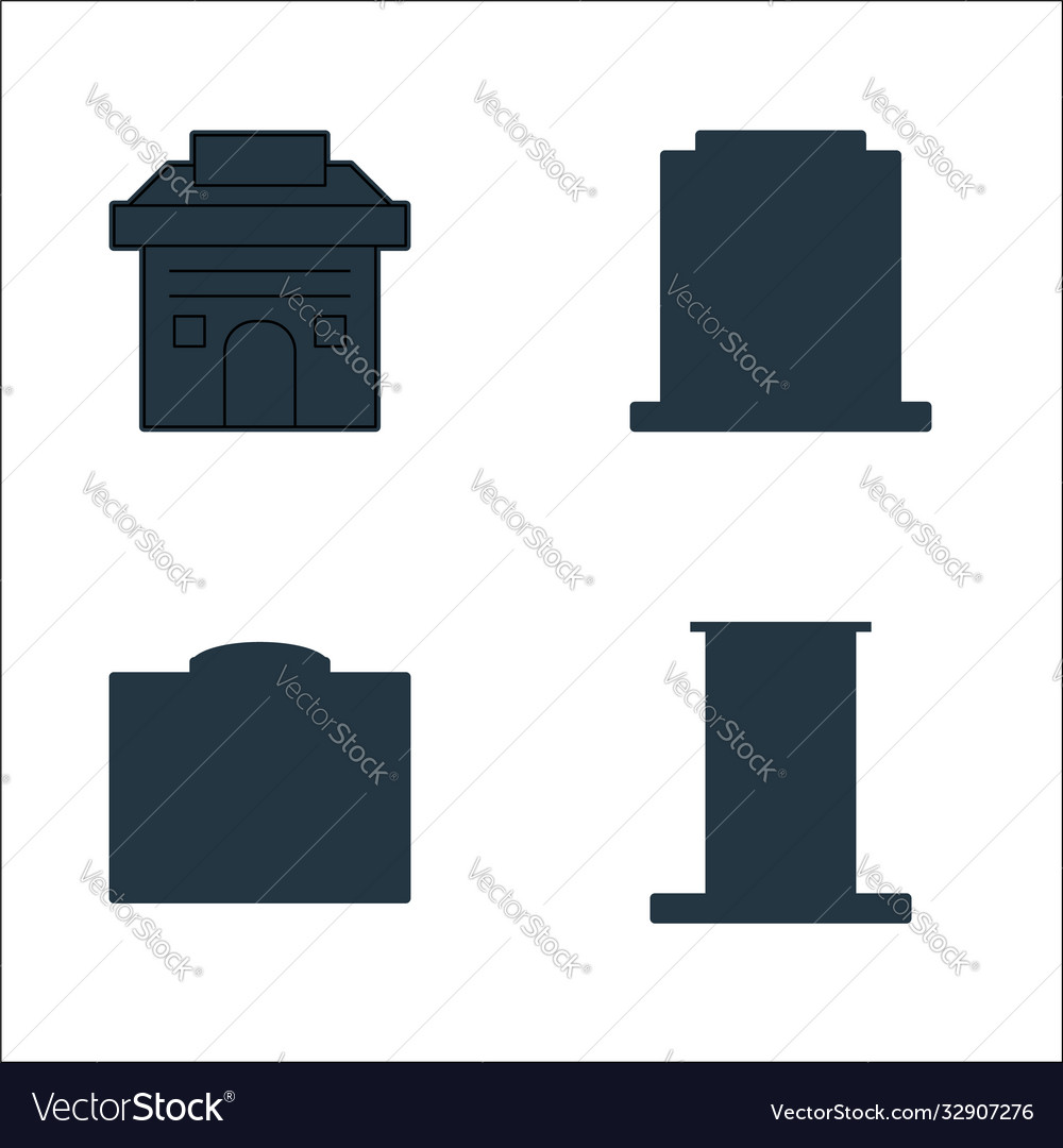 Building line icons linear set quality vector image Building line icons linear set quality