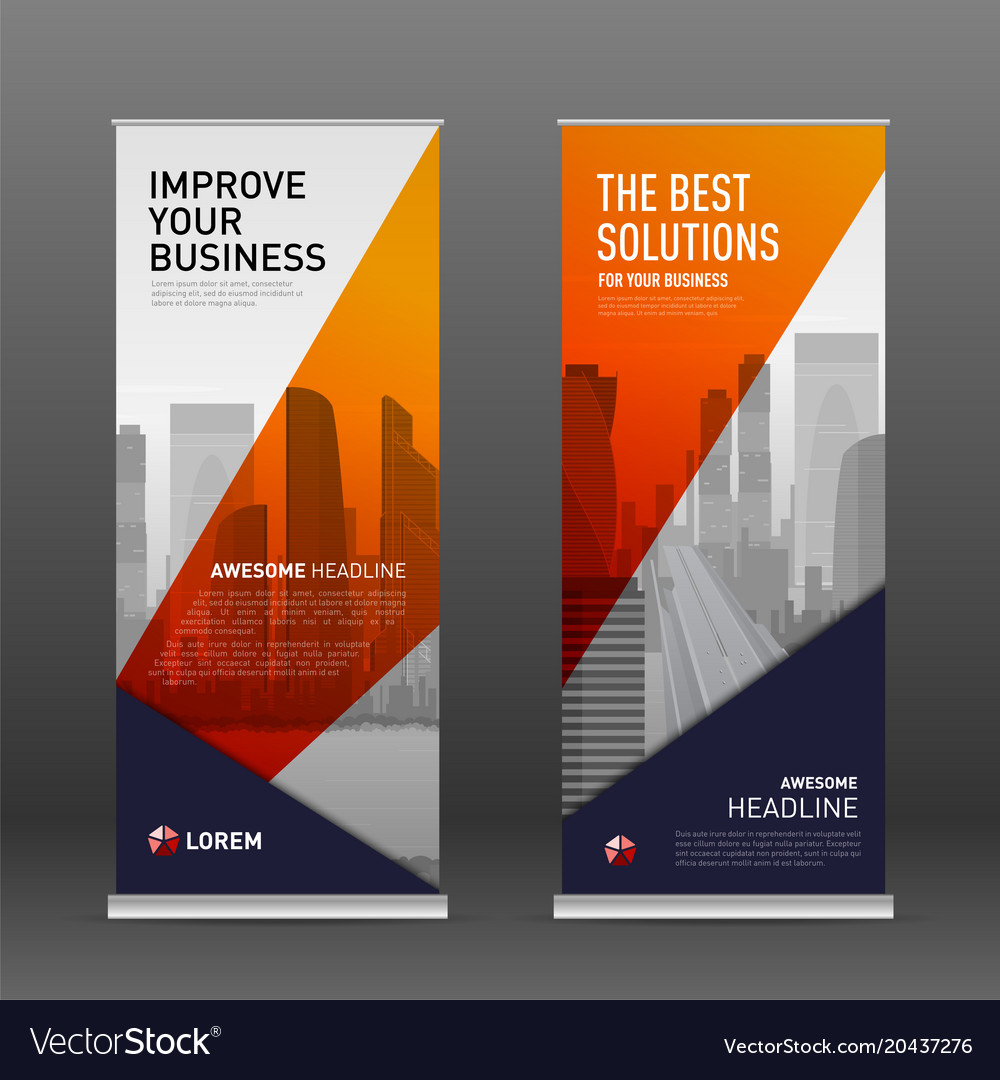 Construction roll up banner design template Vector Image