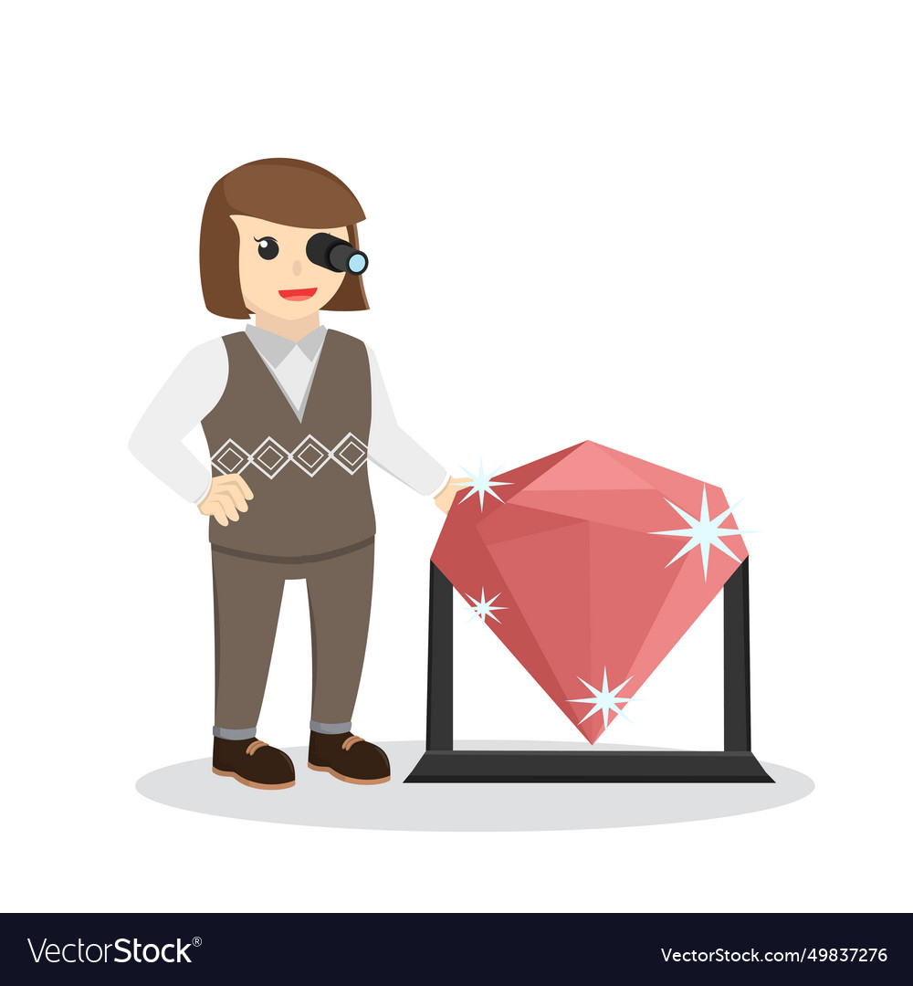 Diamond grader standing with big ruby