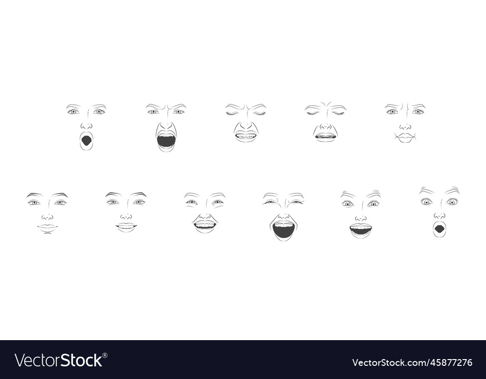 Faces expressions with different mood vector image Faces expressions with different mood