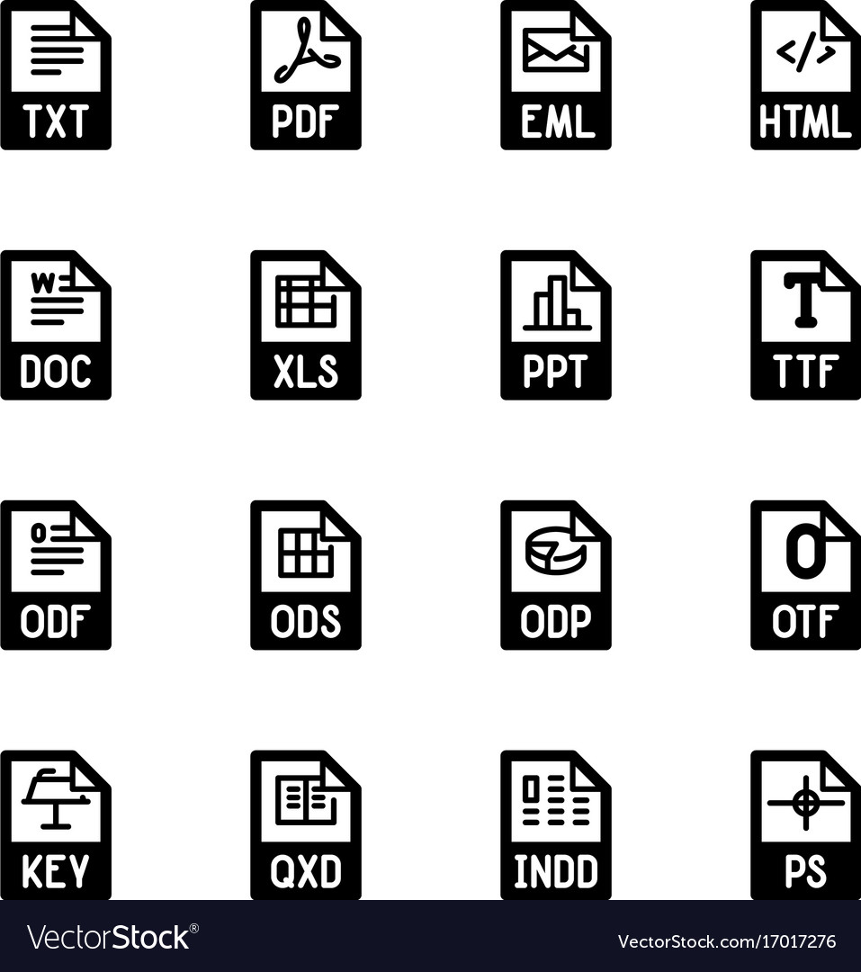 File type icons - texts fonts and page layout