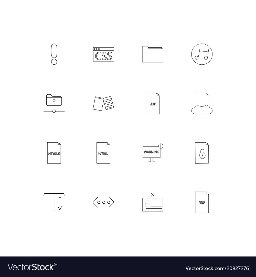 Files and folders sign linear thin icons set