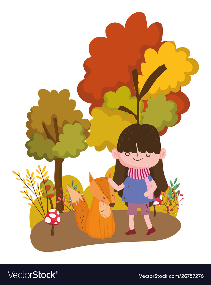 Girl cartoon in autumn season design