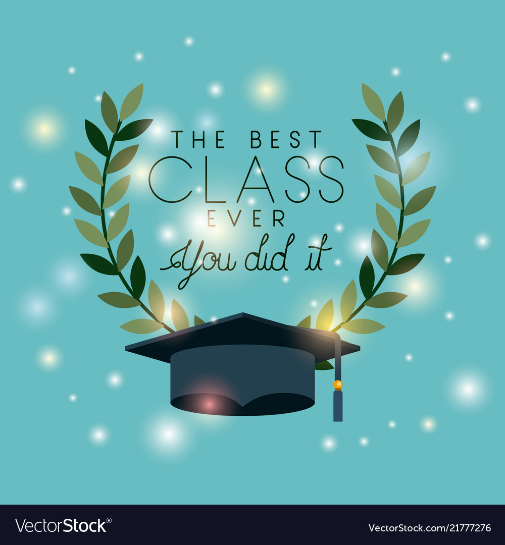 Graduation card with hat Royalty Free Vector Image