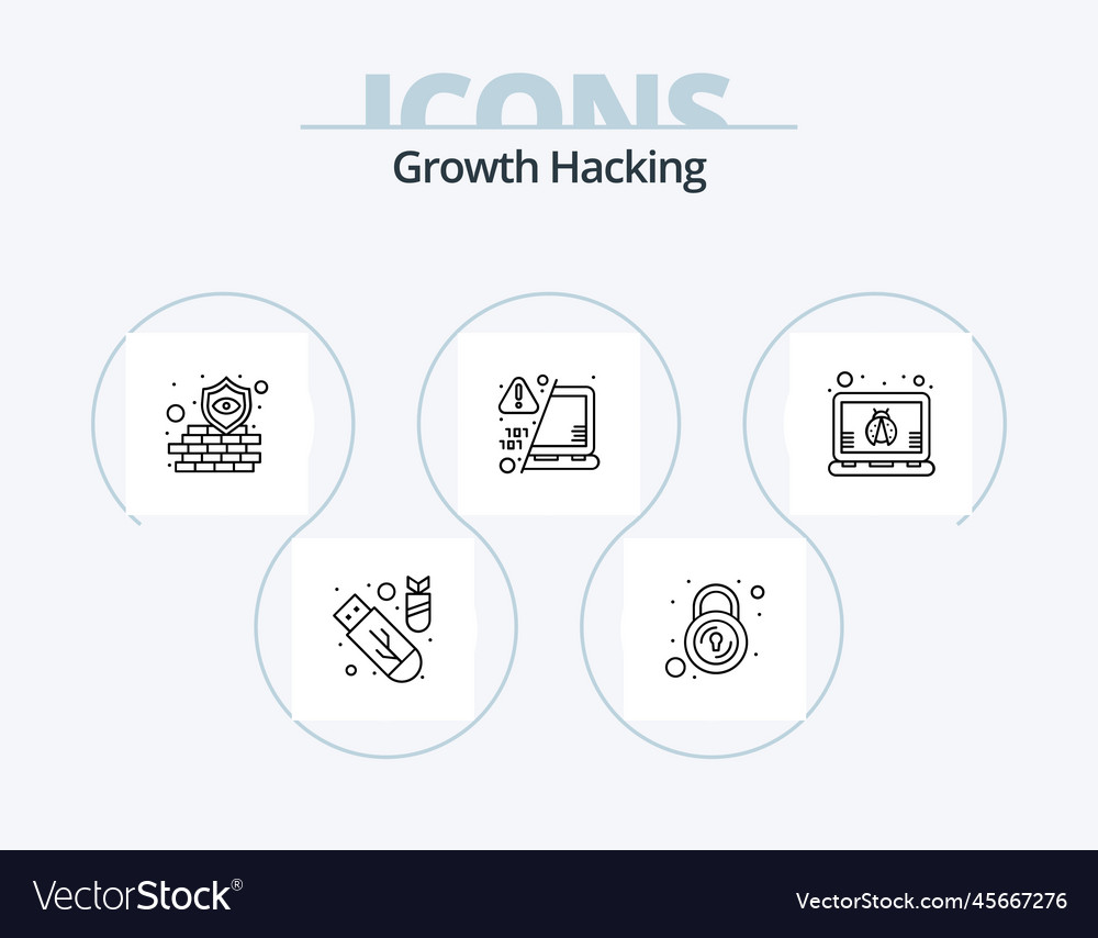 Hacking line icon pack 5 design software