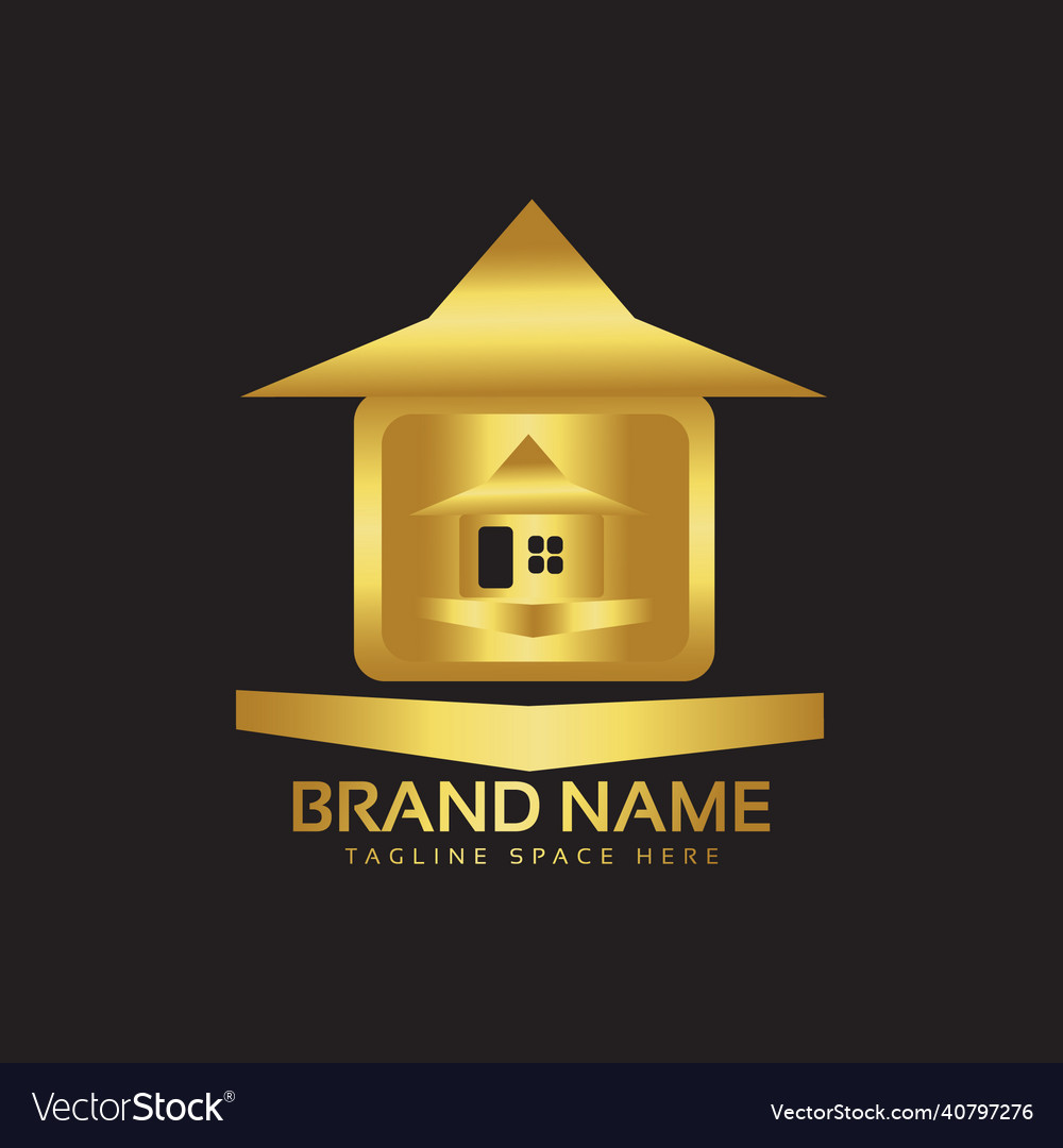 House icon in gold colour on a black background