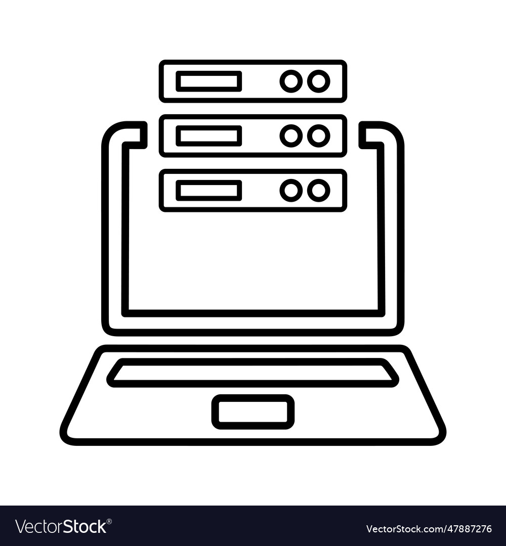 Laptop with data server line icon