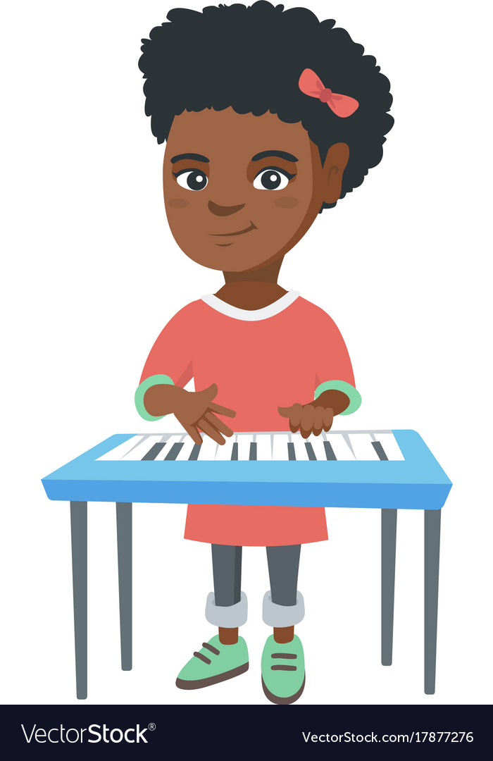 Little african-american girl playing the piano