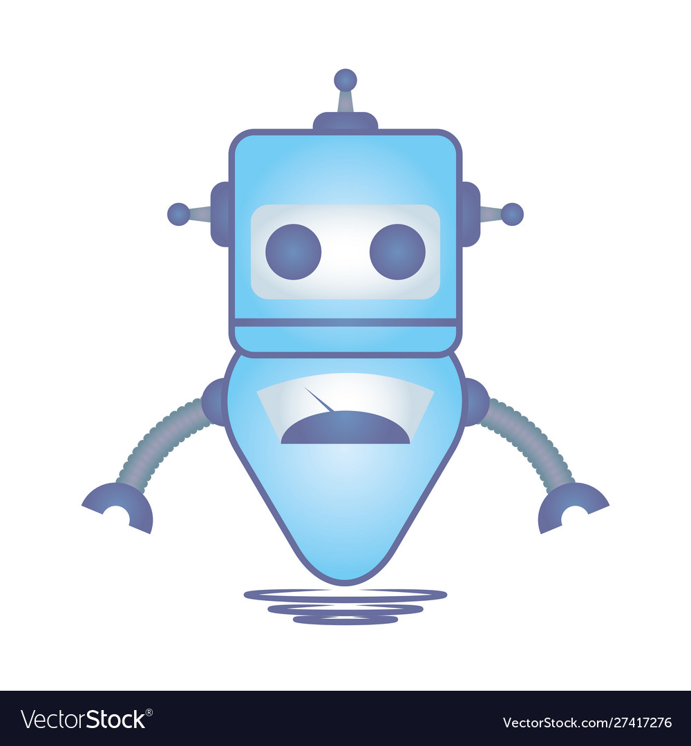 Robot floating cyborg isolated icon