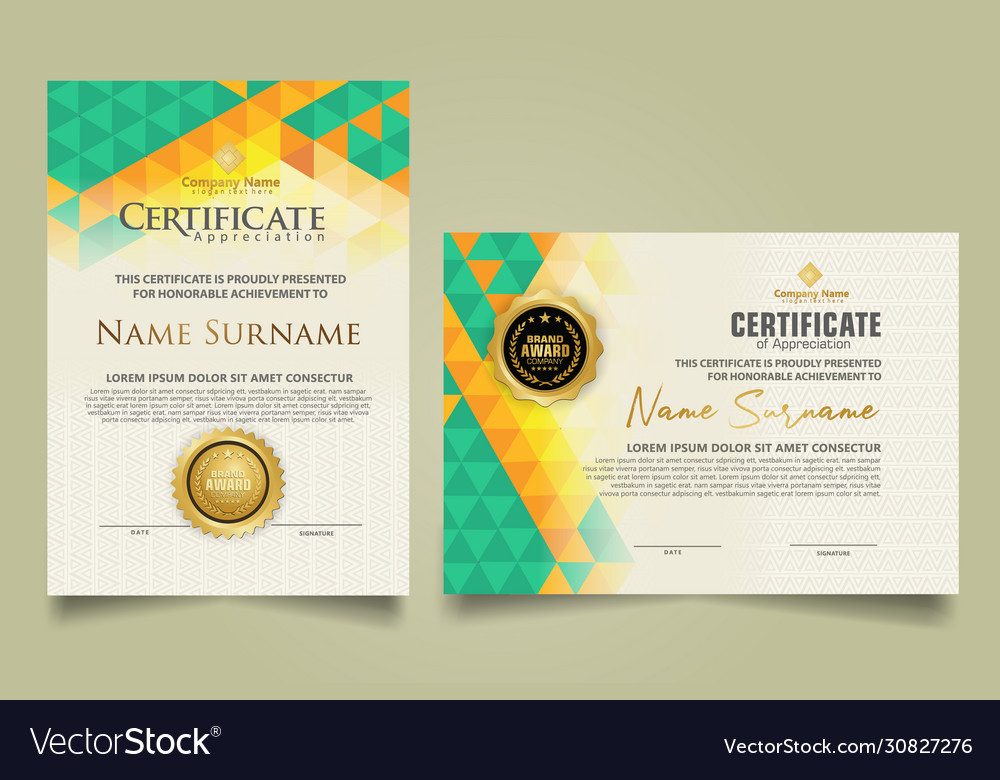 Set certificate template with triangle geometric