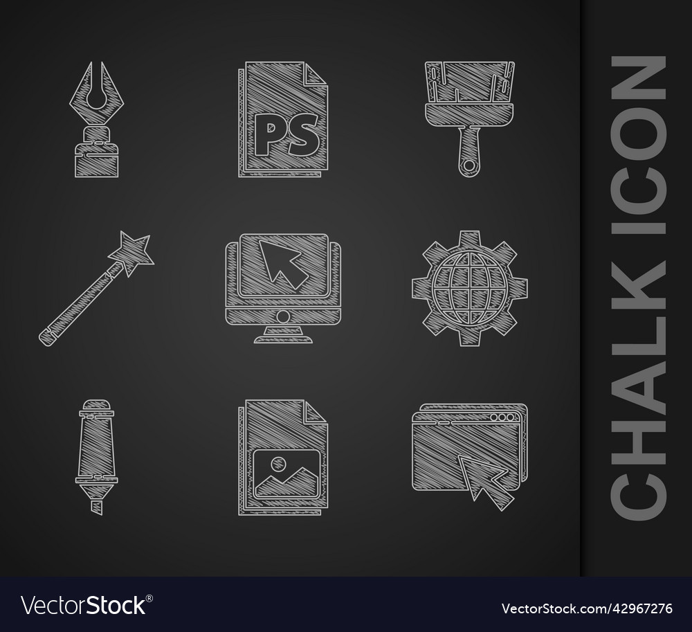 Set computer monitor and cursor picture landscape vector image Set computer monitor and cursor picture landscape