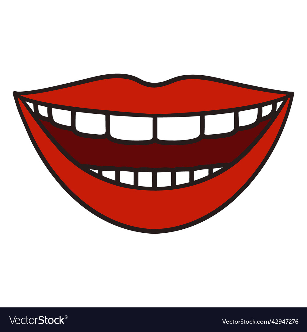 Smiling mouth color stroke high quality