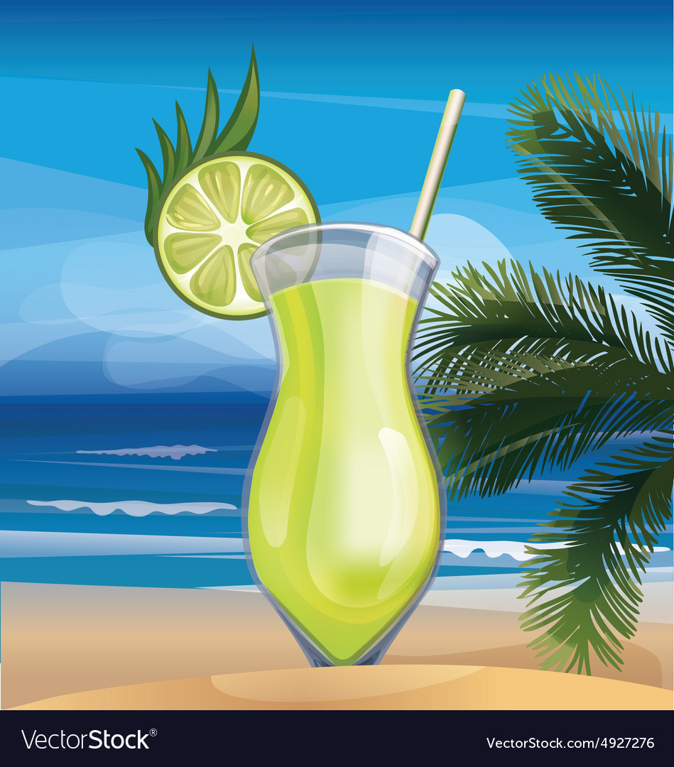 Tropic Exotic Cocktail On Ocean Beach Royalty Free Vector