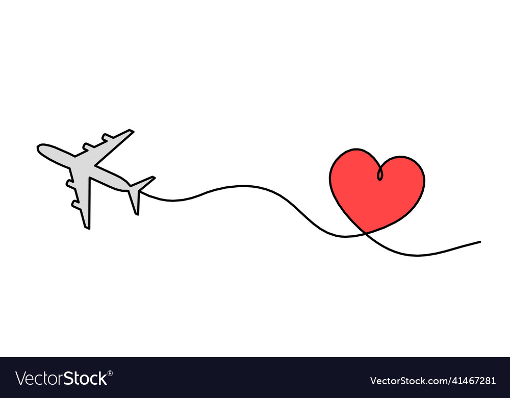 Abstract color plane with heart as line drawing Vector Image Abstract color plane with heart as line drawing