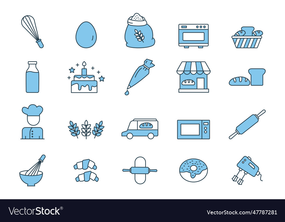 Bakery set icon contains element Vector Image Bakery set icon contains element