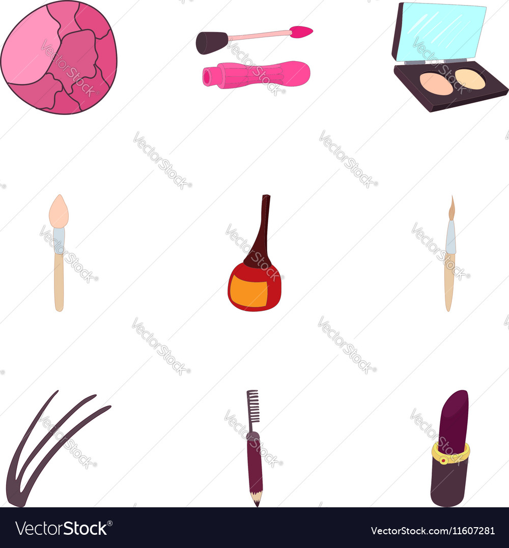 Beauty of face icons set cartoon style Royalty Free Vector