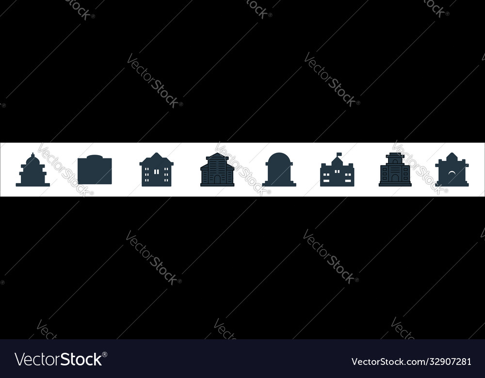 Building line icons linear set quality vector image Building line icons linear set quality
