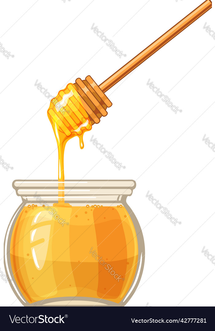 Cartoon jar with honey and spoon Royalty Free Vector Image