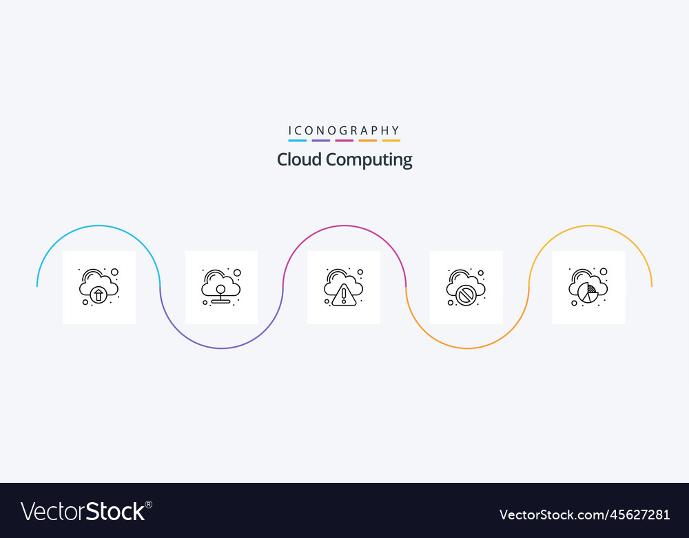 Cloud computing line 5 icon pack including chart