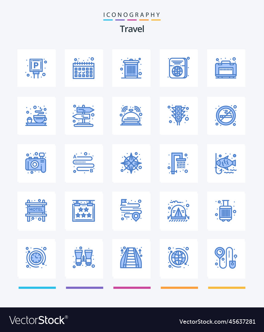 Creative travel 25 blue icon pack