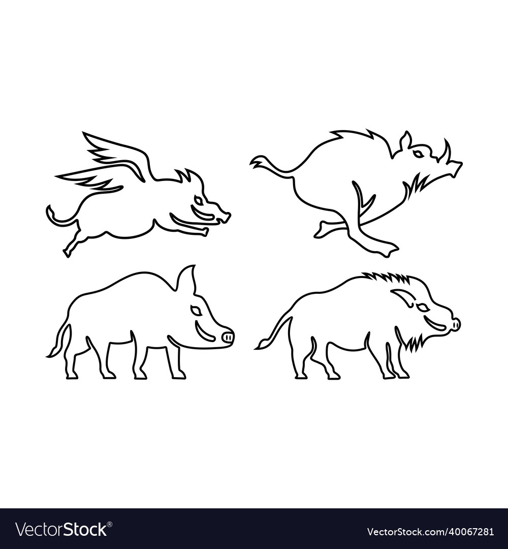 Hog outline icon symbol logo Royalty Free Vector Image