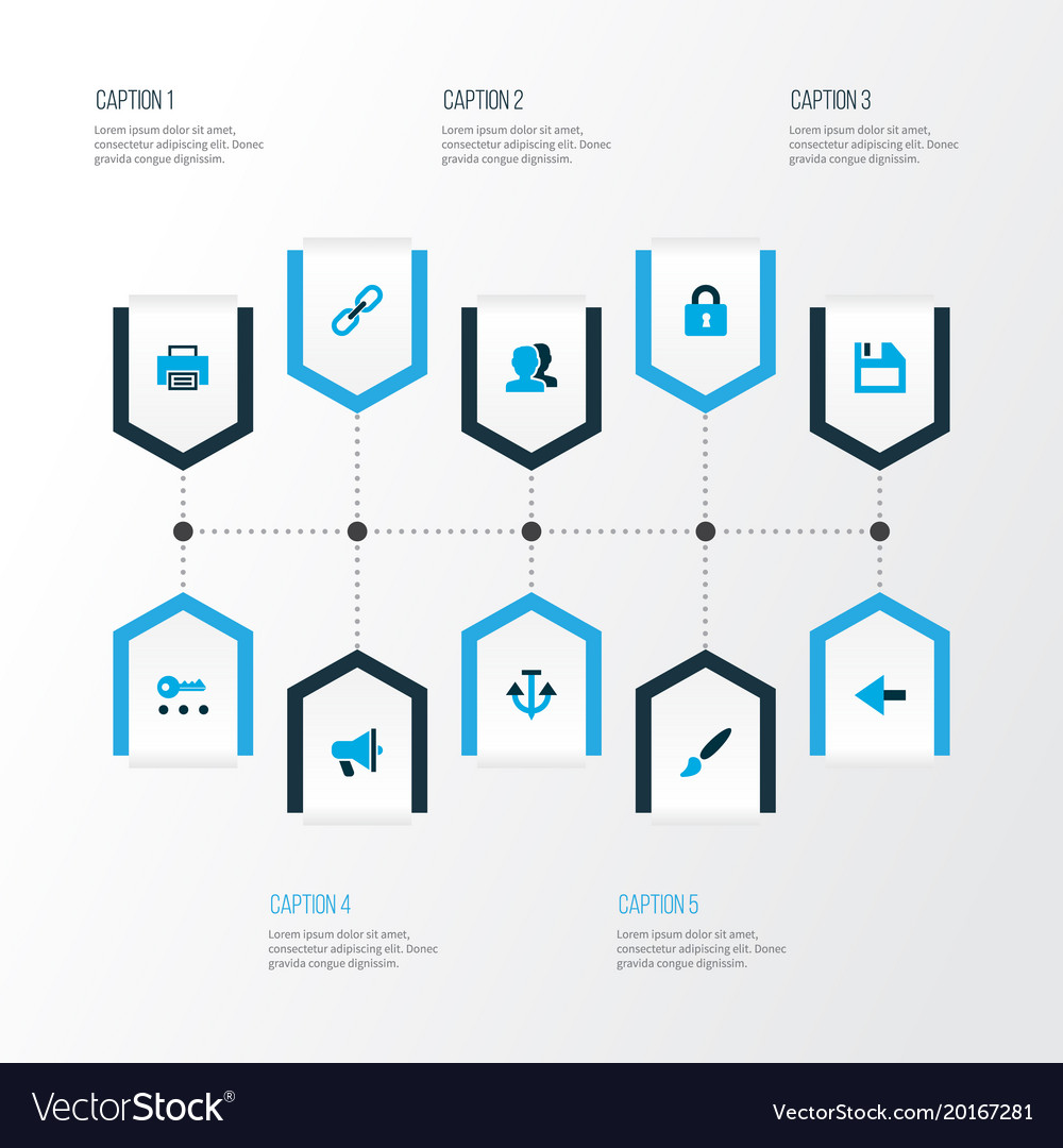 Interface icons colored set with group lock back