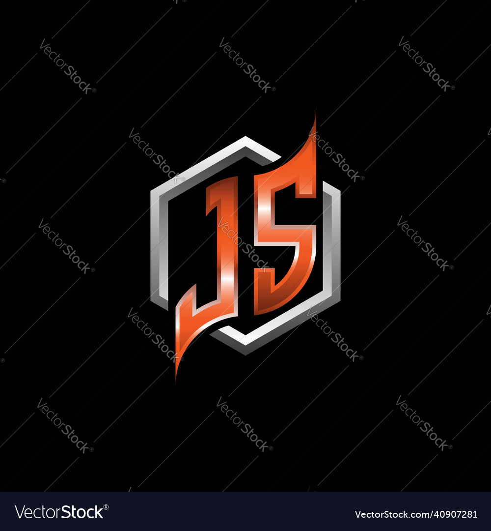 Js monogram geometric orange with hexagonal vector image Js monogram geometric orange with hexagonal