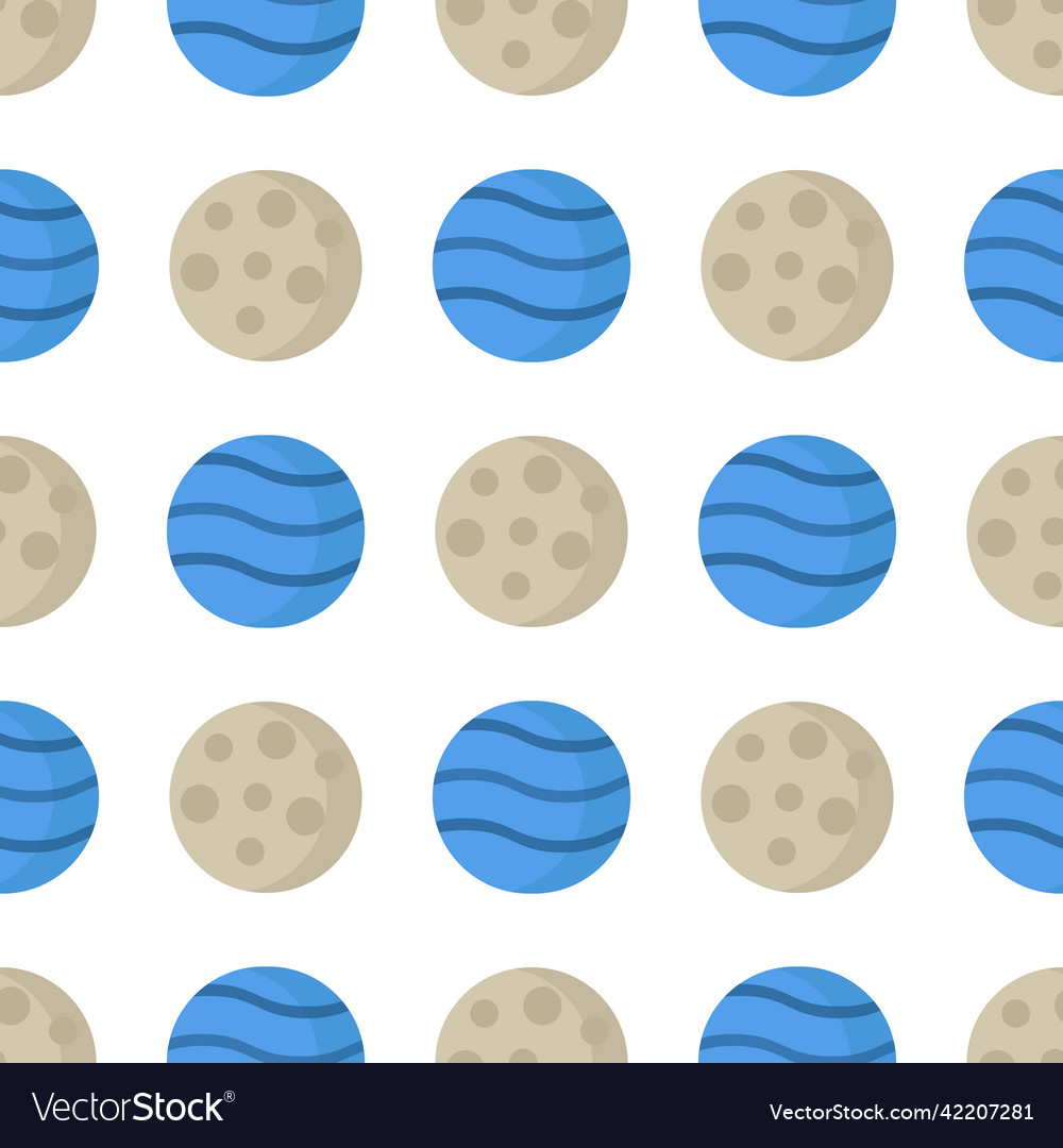 Moon and neptune pattern on light background vector image Moon and neptune pattern on light background
