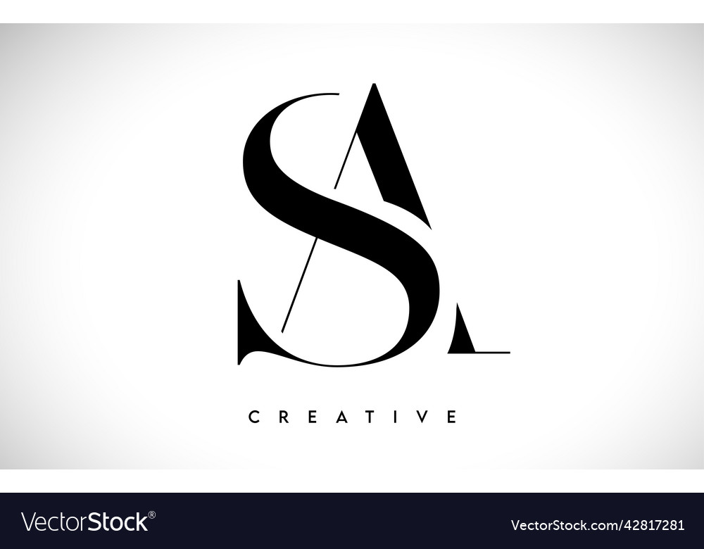 Sa artistic letter logo design with serif font