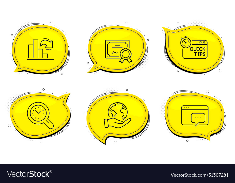 Seo message decreasing graph and quick tips icons
