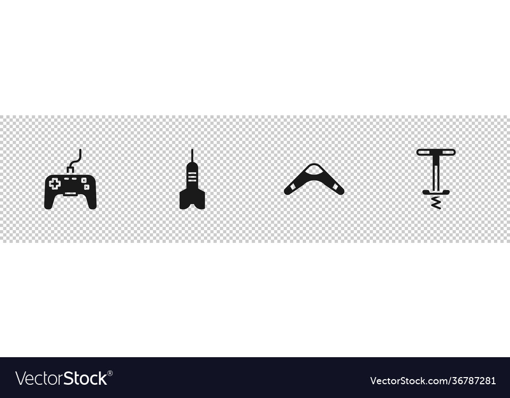 Set gamepad dart arrow boomerang and pogo stick vector image Set gamepad dart arrow boomerang and pogo stick