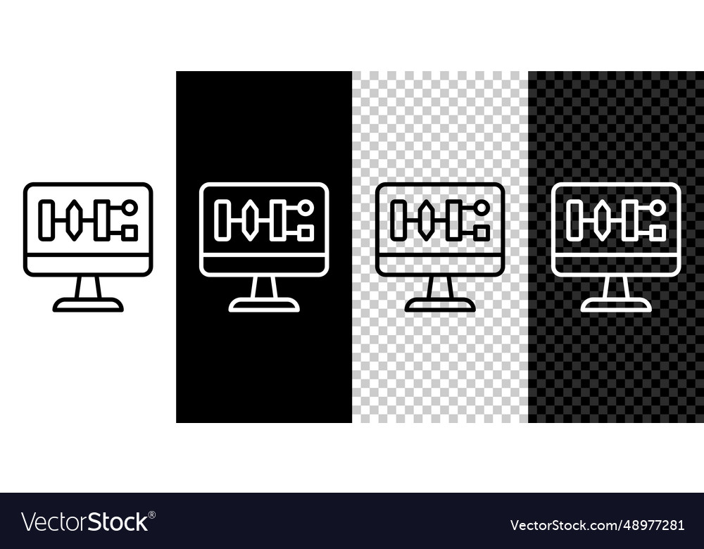 Set line algorithm icon isolated on black vector image Set line algorithm icon isolated on black