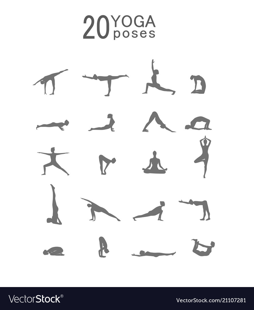 Set woman doing yoga exercises set Royalty Free Vector Image