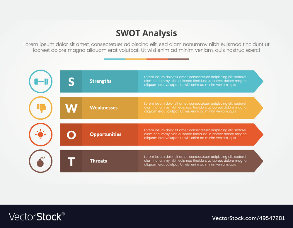 Swot business framework strategic template Vector Image