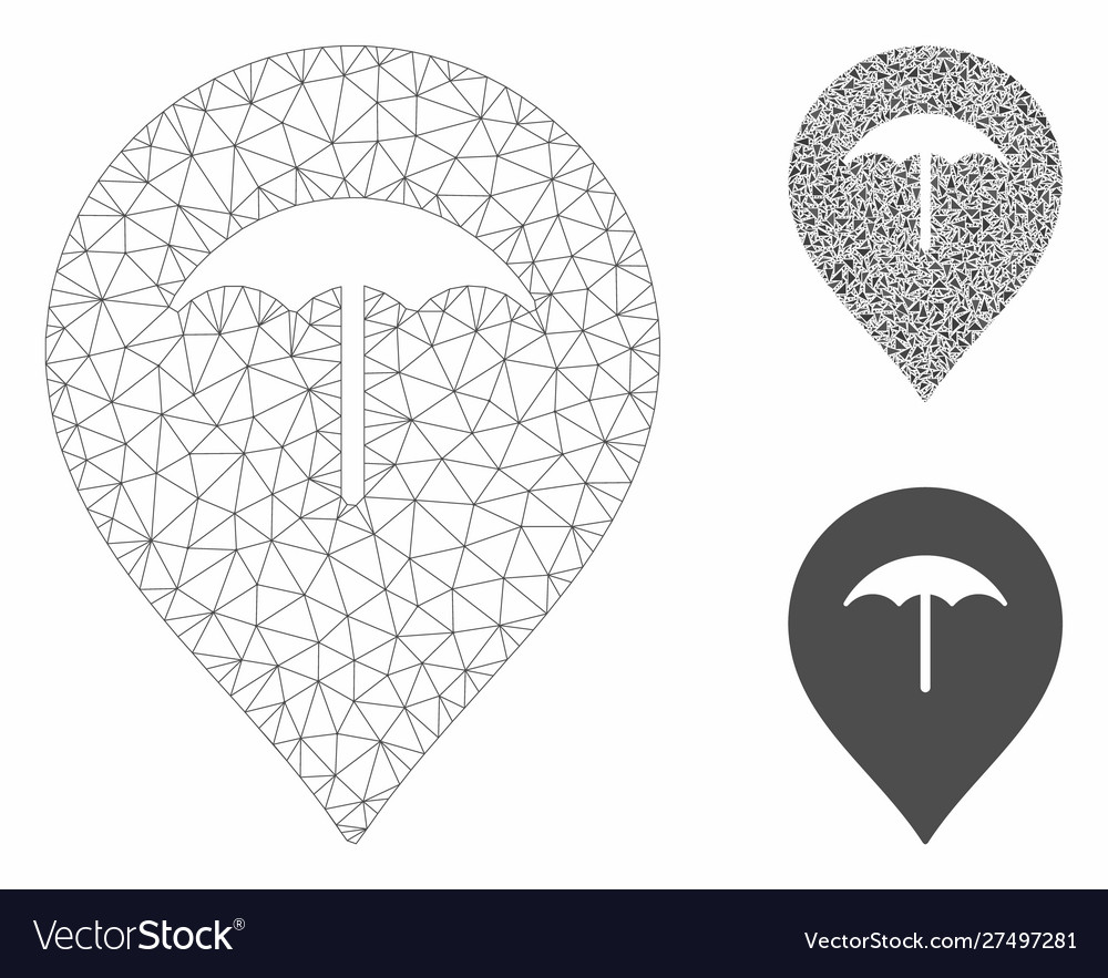 Umbrella mesh 2d model and triangle mosaic