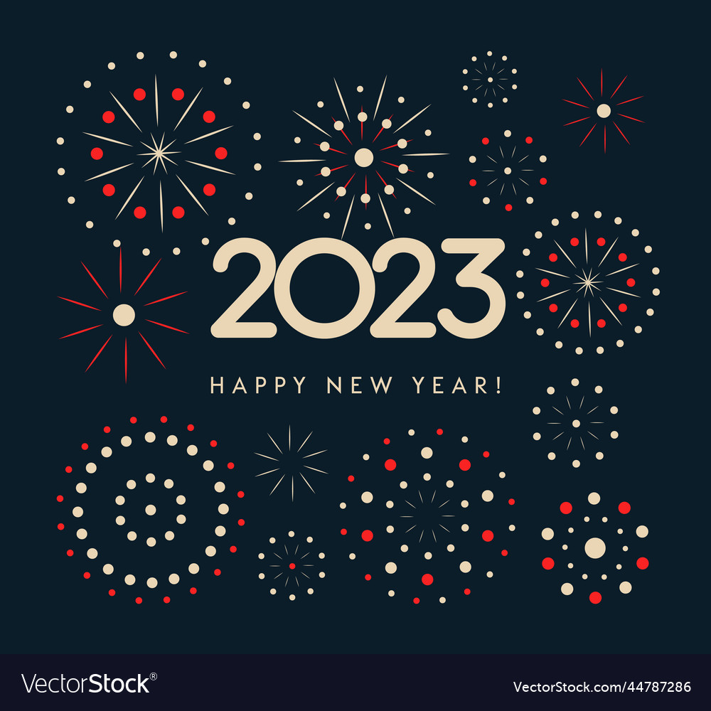 2023 numbers on dark backdrop with fireworks