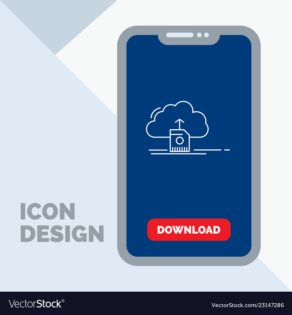 Cloud upload save data computing line icon