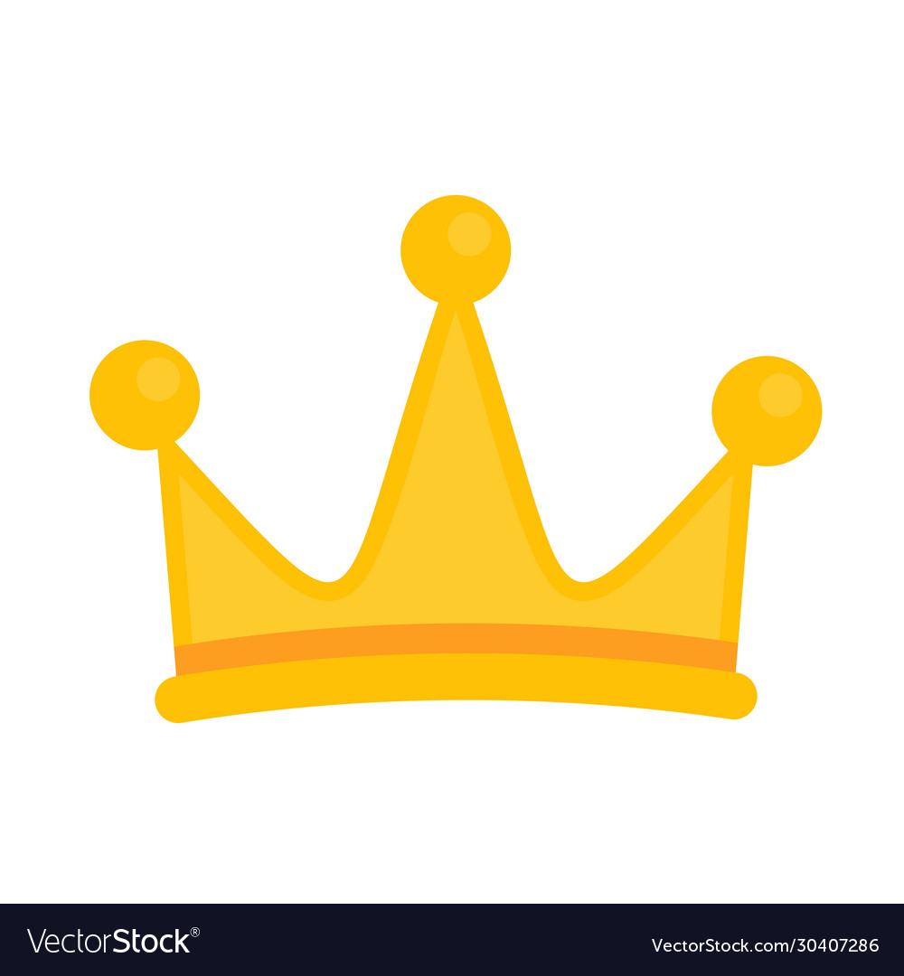 Crown flat yellow icon isolated on white Vector Image
