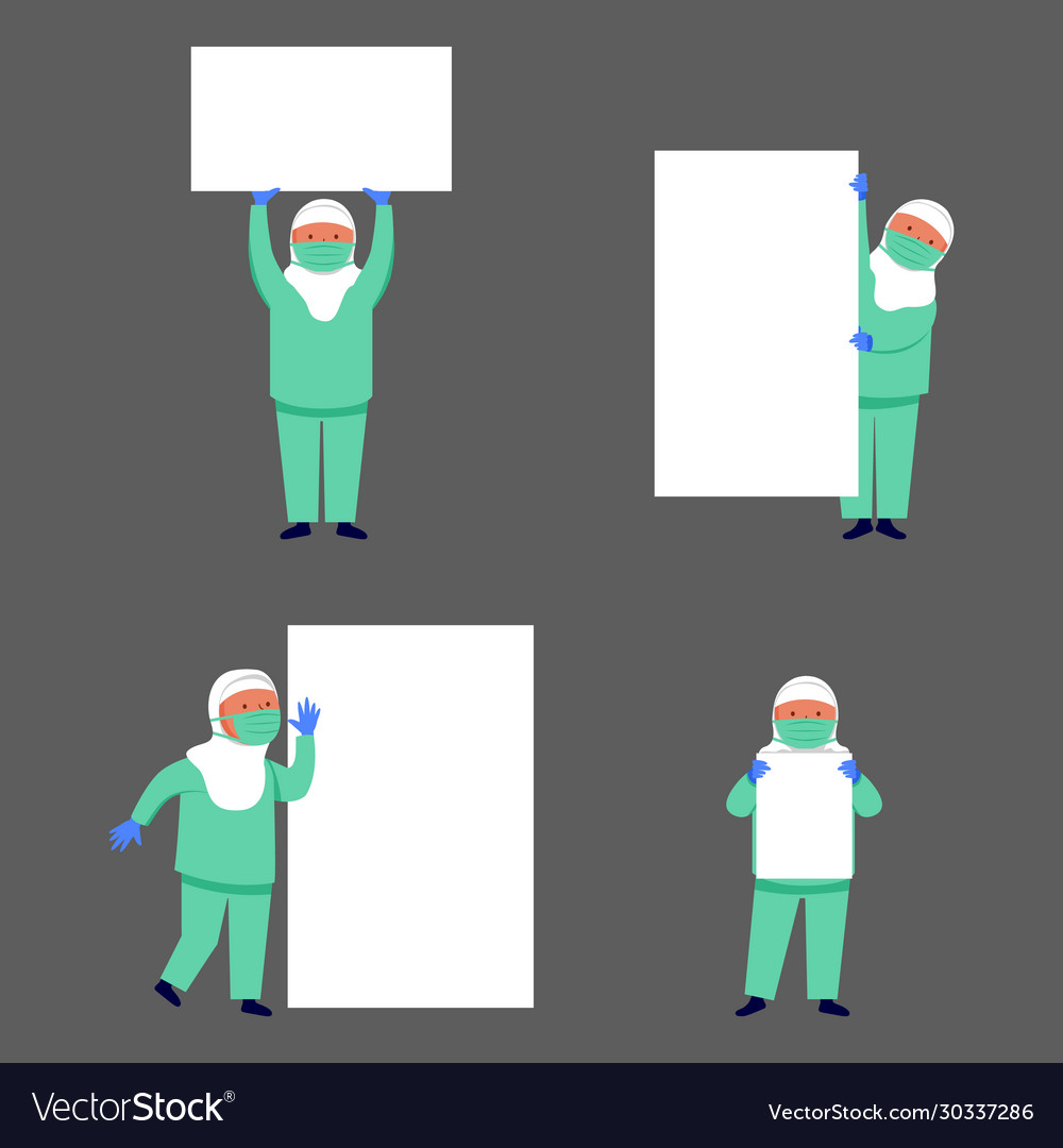 Female medical officer bring blank board