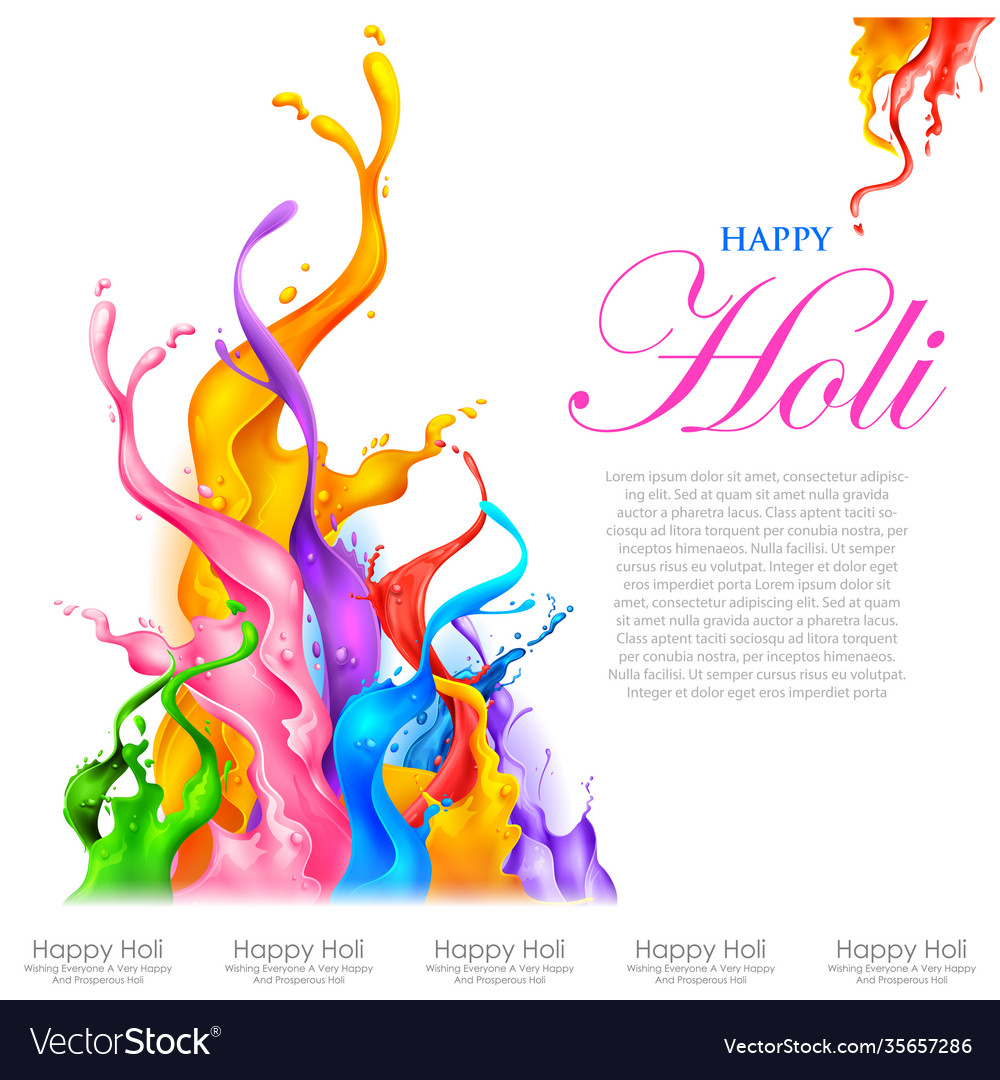 Happy holi background card design for color Vector Image