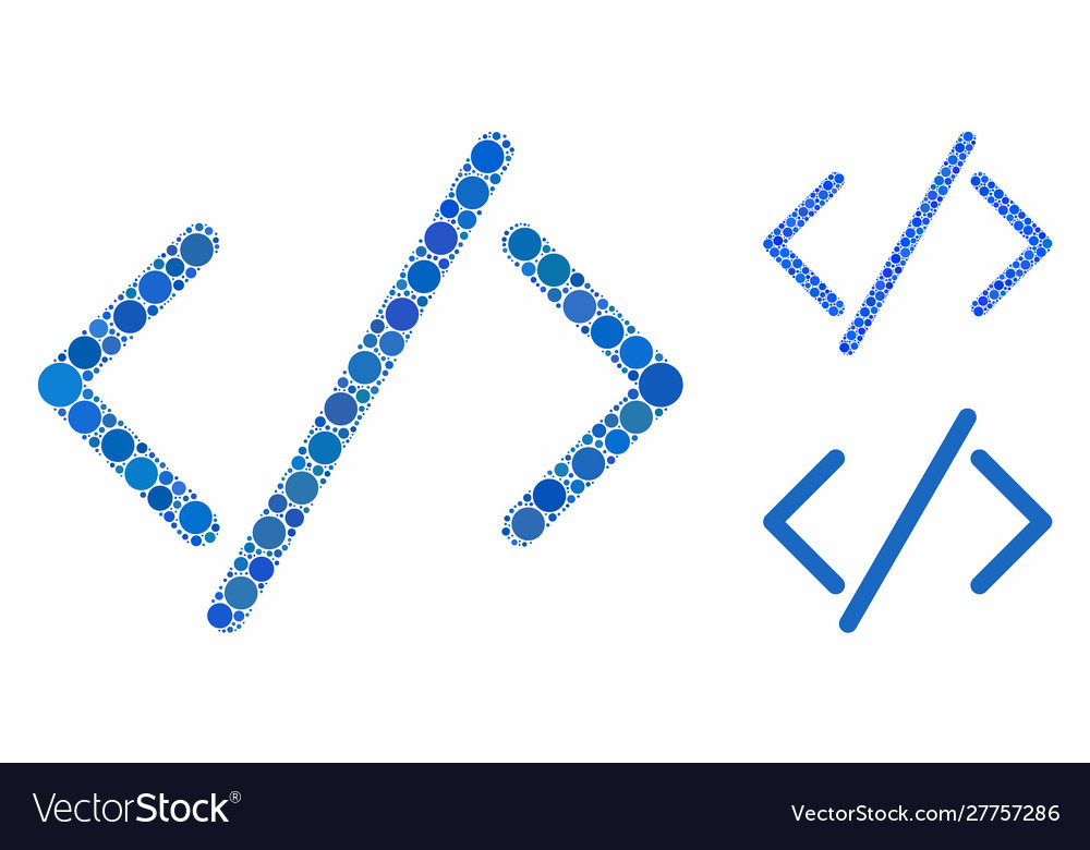 Html code mosaic icon round dots vector image Html code mosaic icon round dots